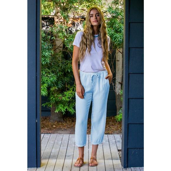 Honorine Harper Pant in Army Green Cotton Gauze with Drawstring Cropped sz M EUC - Picture 3 of 6